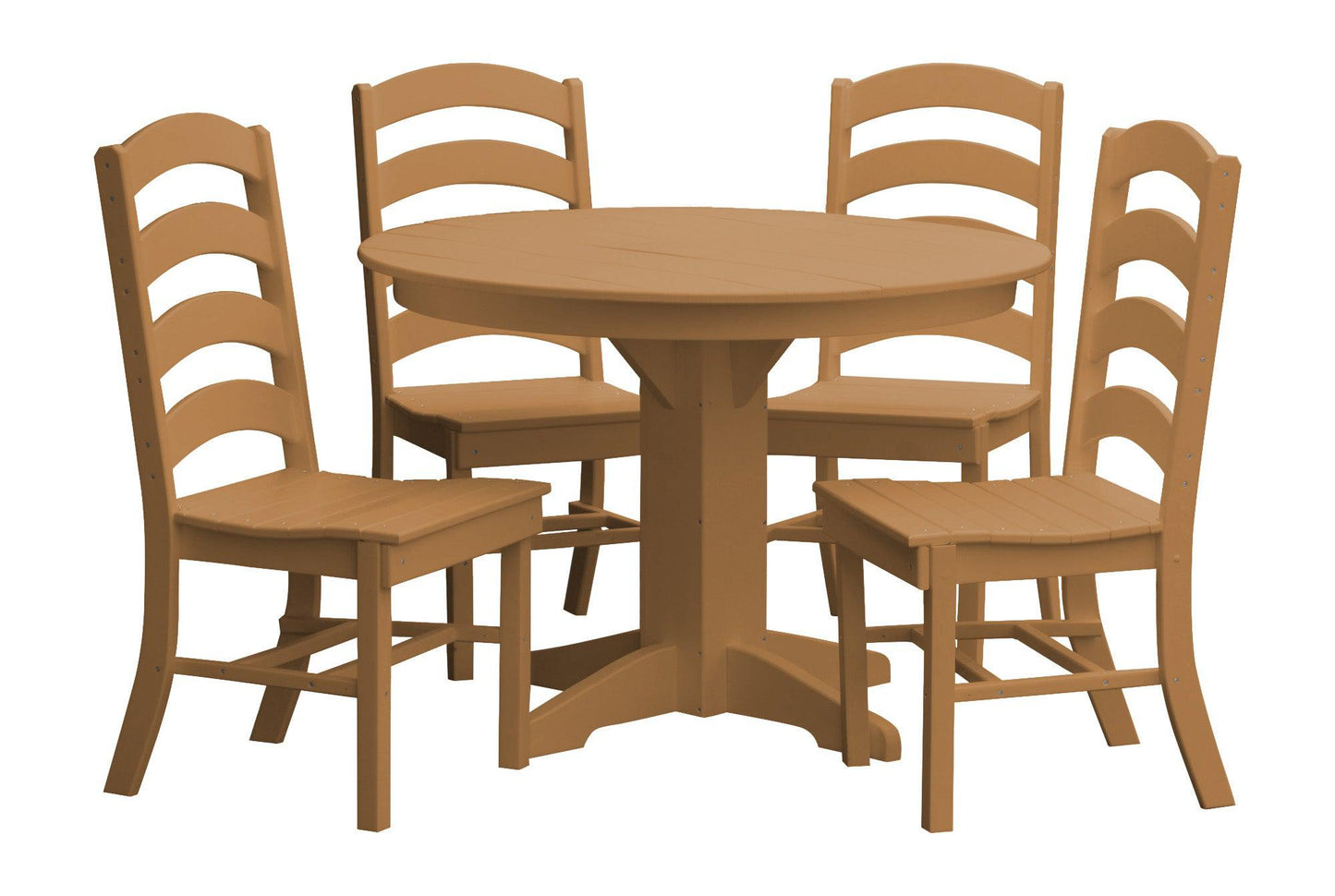 Bryton Park Poly Furniture Recycled Plastic Round Table with Ladderback Chairs 5 Piece Dining Set - LEAD TIME TO SHIP 10 BUSINESS DAYS