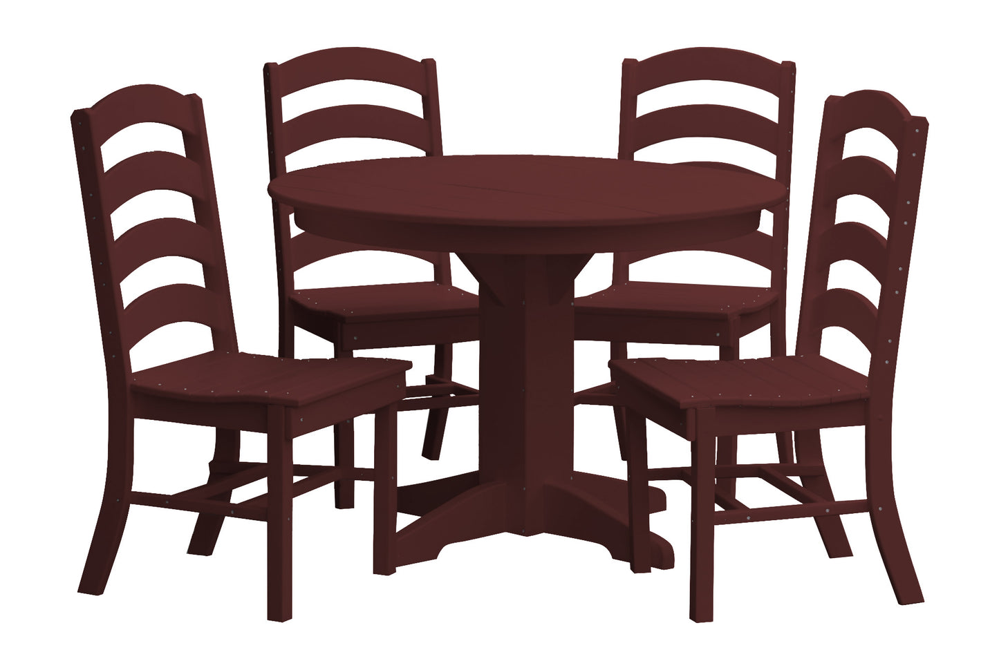Bryton Park Poly Furniture Recycled Plastic Round Table with Ladderback Chairs 5 Piece Dining Set - LEAD TIME TO SHIP 10 BUSINESS DAYS