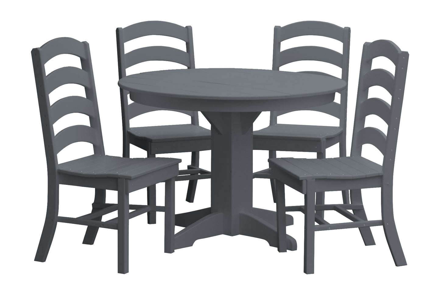 Bryton Park Poly Furniture Recycled Plastic Round Table with Ladderback Chairs 5 Piece Dining Set - LEAD TIME TO SHIP 10 BUSINESS DAYS