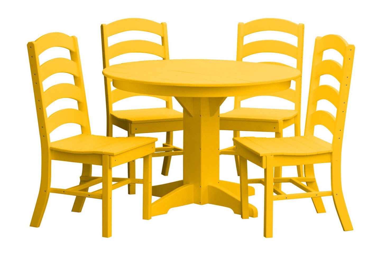 Bryton Park Poly Furniture Recycled Plastic Round Table with Ladderback Chairs 5 Piece Dining Set - LEAD TIME TO SHIP 10 BUSINESS DAYS