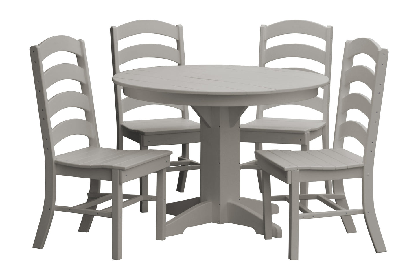 Bryton Park Poly Furniture Recycled Plastic Round Table with Ladderback Chairs 5 Piece Dining Set - LEAD TIME TO SHIP 10 BUSINESS DAYS