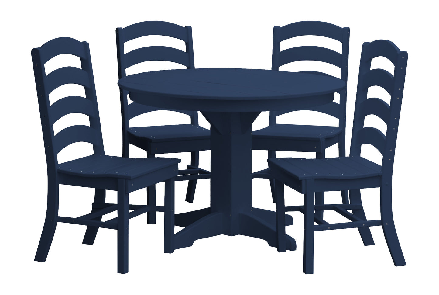 Bryton Park Poly Furniture Recycled Plastic Round Table with Ladderback Chairs 5 Piece Dining Set - LEAD TIME TO SHIP 10 BUSINESS DAYS