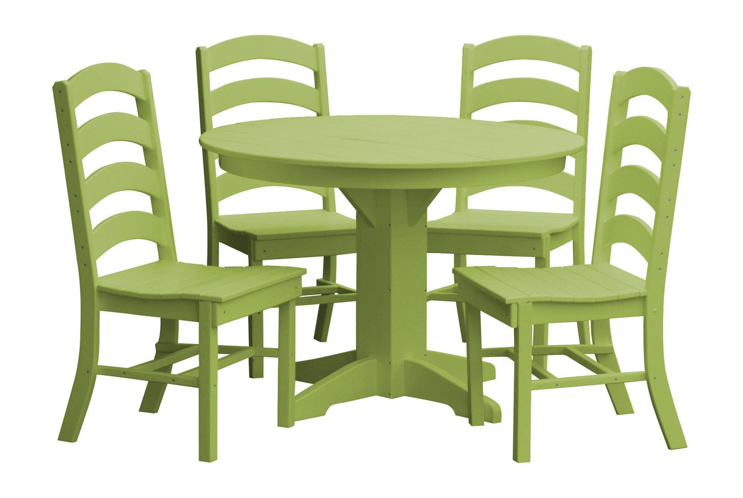 Bryton Park Poly Furniture Recycled Plastic Round Table with Ladderback Chairs 5 Piece Dining Set - LEAD TIME TO SHIP 10 BUSINESS DAYS