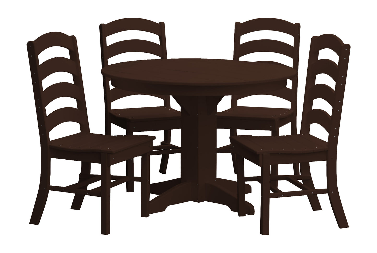 Bryton Park Poly Furniture Recycled Plastic Round Table with Ladderback Chairs 5 Piece Dining Set - LEAD TIME TO SHIP 10 BUSINESS DAYS