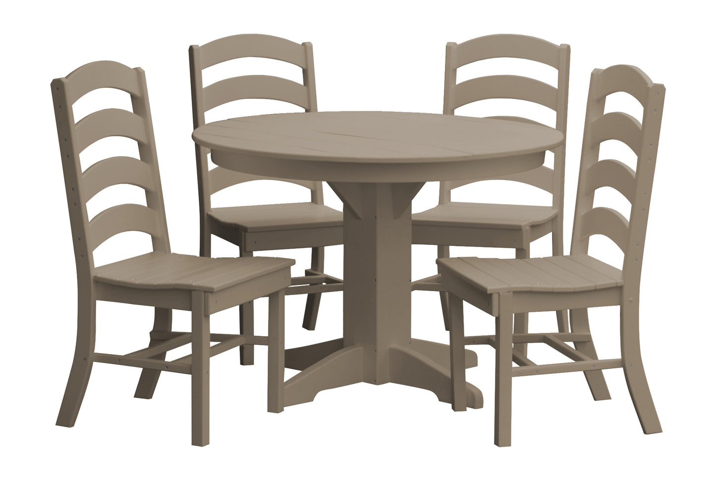 Bryton Park Poly Furniture Recycled Plastic Round Table with Ladderback Chairs 5 Piece Dining Set - LEAD TIME TO SHIP 10 BUSINESS DAYS