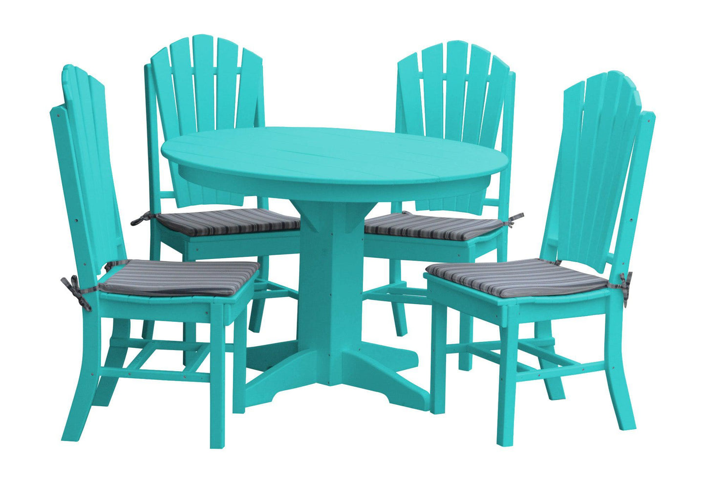 A&L Furniture Recycled Plastic Round Table with Adirondack Dining Chair 5 Piece Set - LEAD TIME TO SHIP 10 BUSINESS DAYS