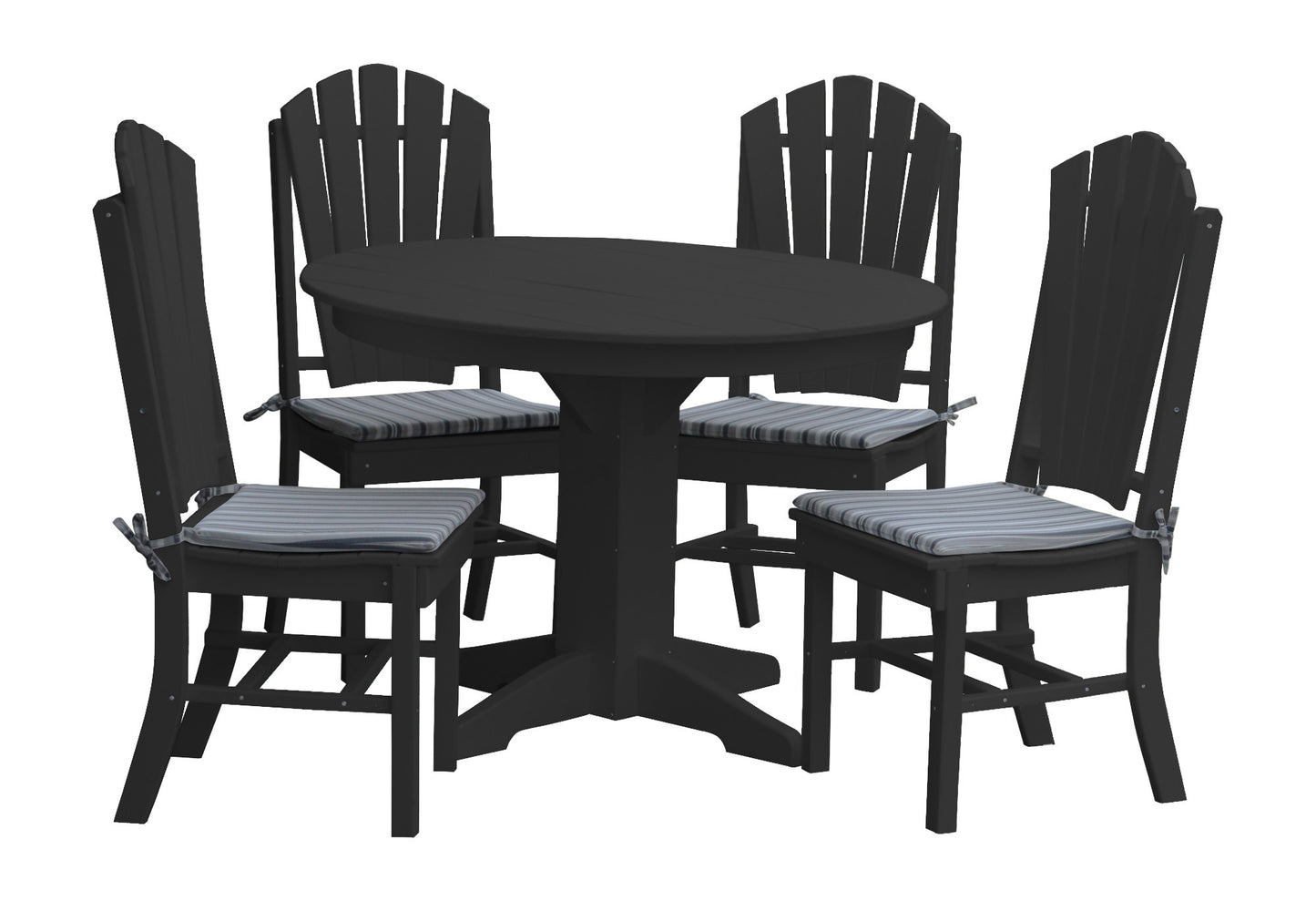 A&L Furniture Recycled Plastic Round Table with Adirondack Dining Chair 5 Piece Set - LEAD TIME TO SHIP 10 BUSINESS DAYS