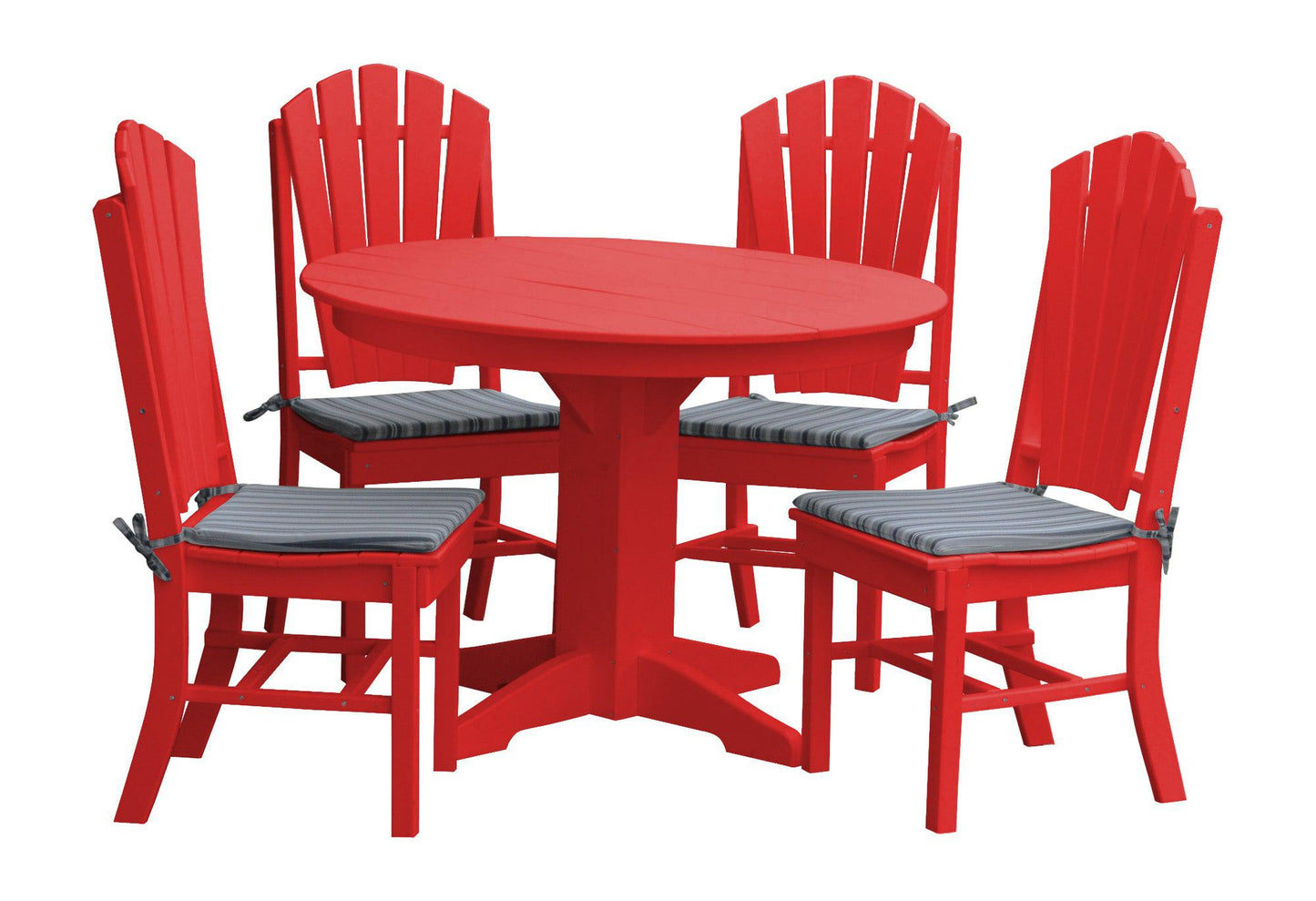 A&L Furniture Recycled Plastic Round Table with Adirondack Dining Chair 5 Piece Set - LEAD TIME TO SHIP 10 BUSINESS DAYS