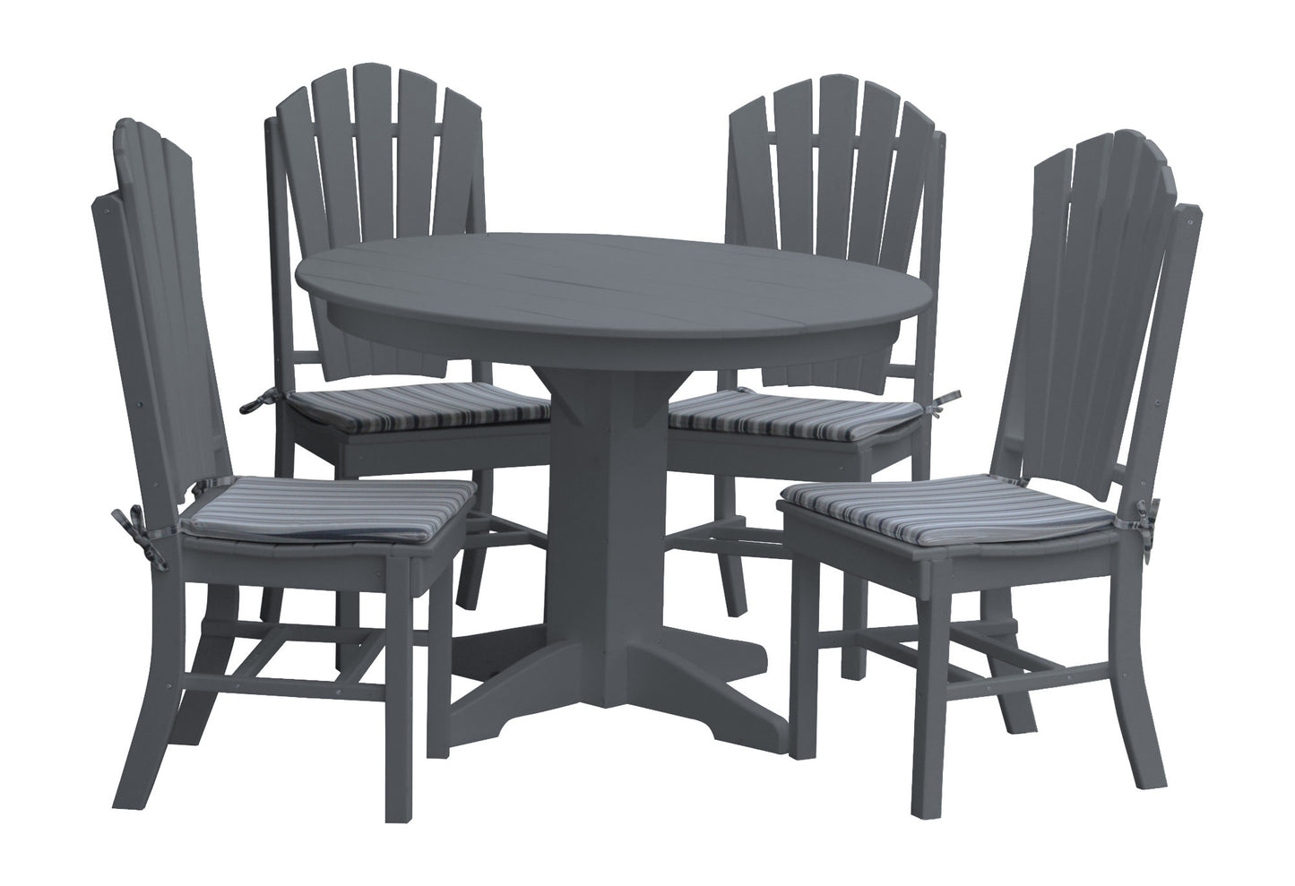 A&L Furniture Recycled Plastic Round Table with Adirondack Dining Chair 5 Piece Set - LEAD TIME TO SHIP 10 BUSINESS DAYS
