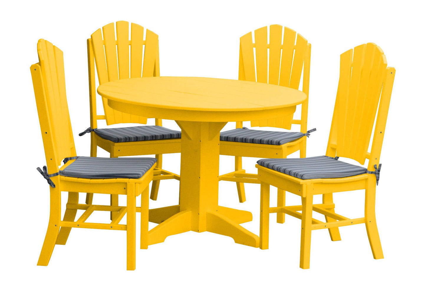 A&L Furniture Recycled Plastic Round Table with Adirondack Dining Chair 5 Piece Set - LEAD TIME TO SHIP 10 BUSINESS DAYS