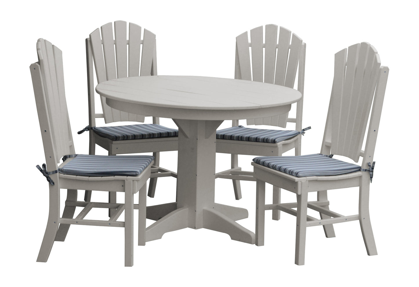 A&L Furniture Recycled Plastic Round Table with Adirondack Dining Chair 5 Piece Set - LEAD TIME TO SHIP 10 BUSINESS DAYS
