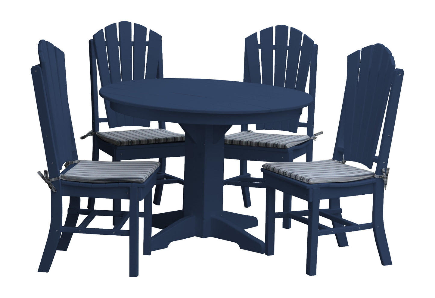 A&L Furniture Recycled Plastic Round Table with Adirondack Dining Chair 5 Piece Set - LEAD TIME TO SHIP 10 BUSINESS DAYS