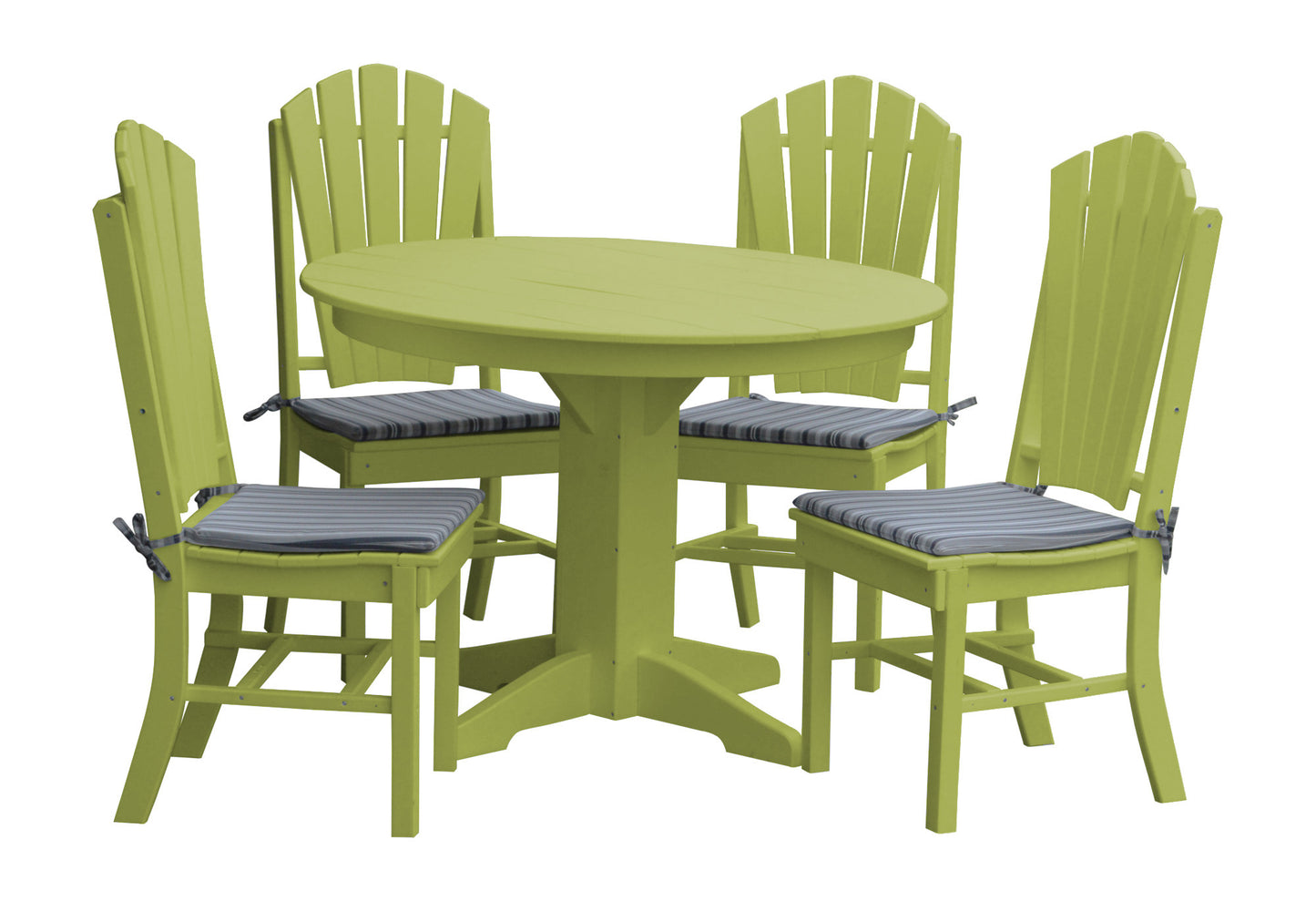A&L Furniture Recycled Plastic Round Table with Adirondack Dining Chair 5 Piece Set - LEAD TIME TO SHIP 10 BUSINESS DAYS