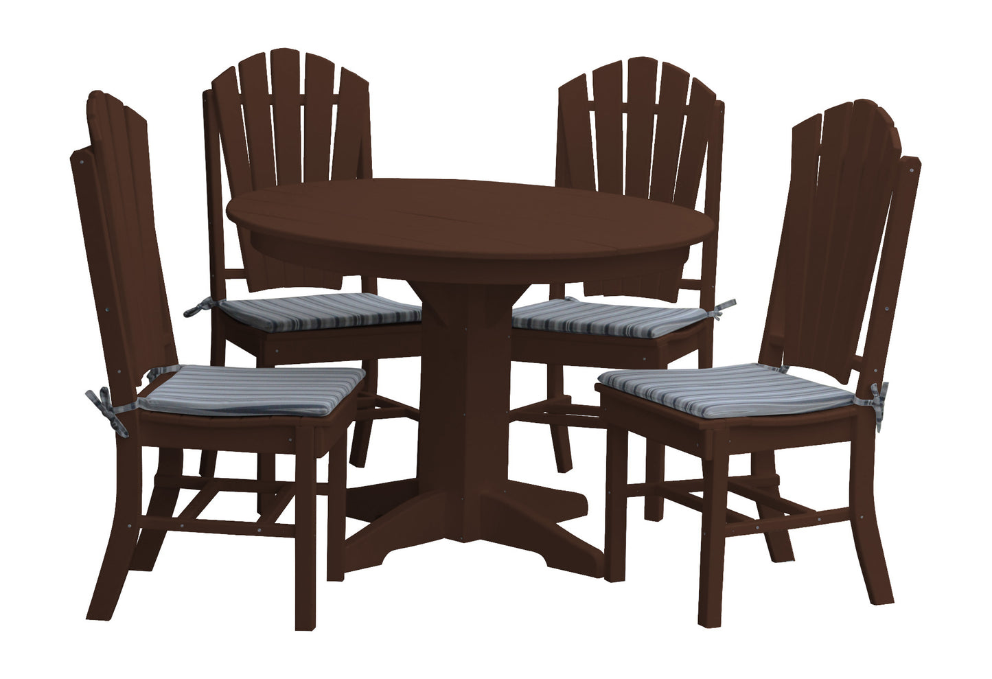 A&L Furniture Recycled Plastic Round Table with Adirondack Dining Chair 5 Piece Set - LEAD TIME TO SHIP 10 BUSINESS DAYS