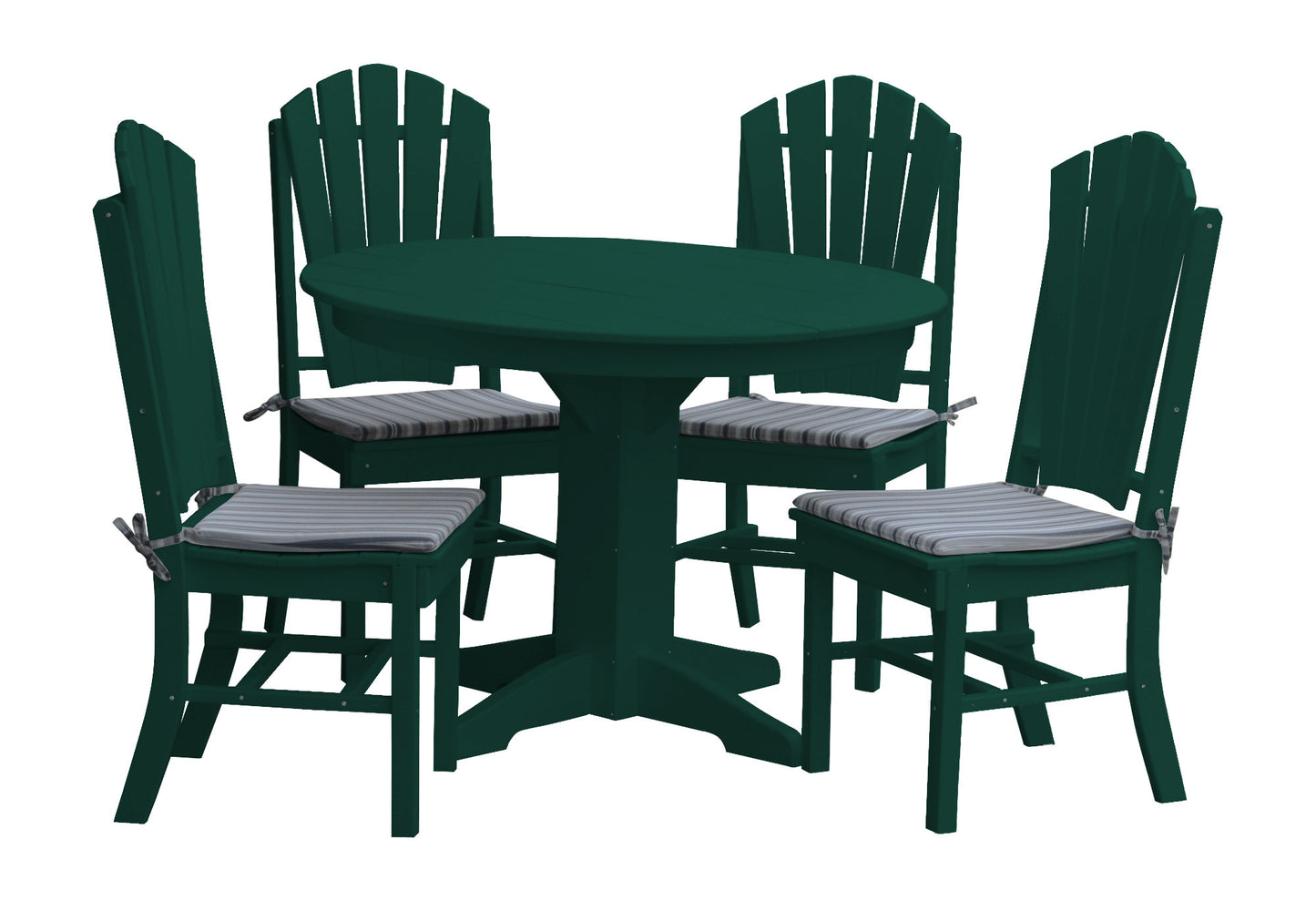 A&L Furniture Recycled Plastic Round Table with Adirondack Dining Chair 5 Piece Set - LEAD TIME TO SHIP 10 BUSINESS DAYS