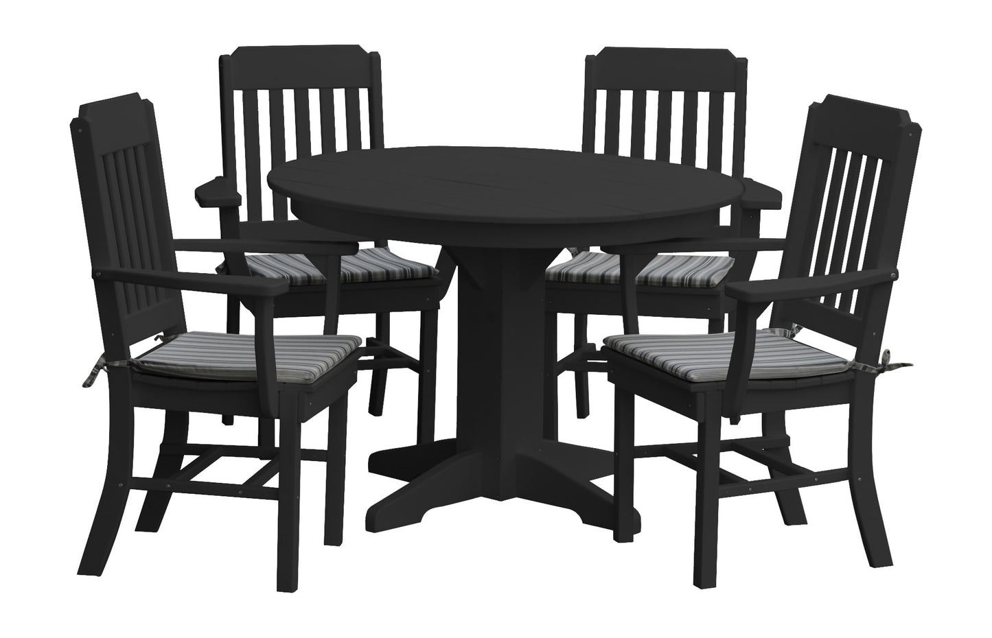 A&L Furniture Recycled Plastic Round Table with Traditional Dining Chairs w/ Arms Dining Set - LEAD TIME TO SHIP 10 BUSINESS DAYS