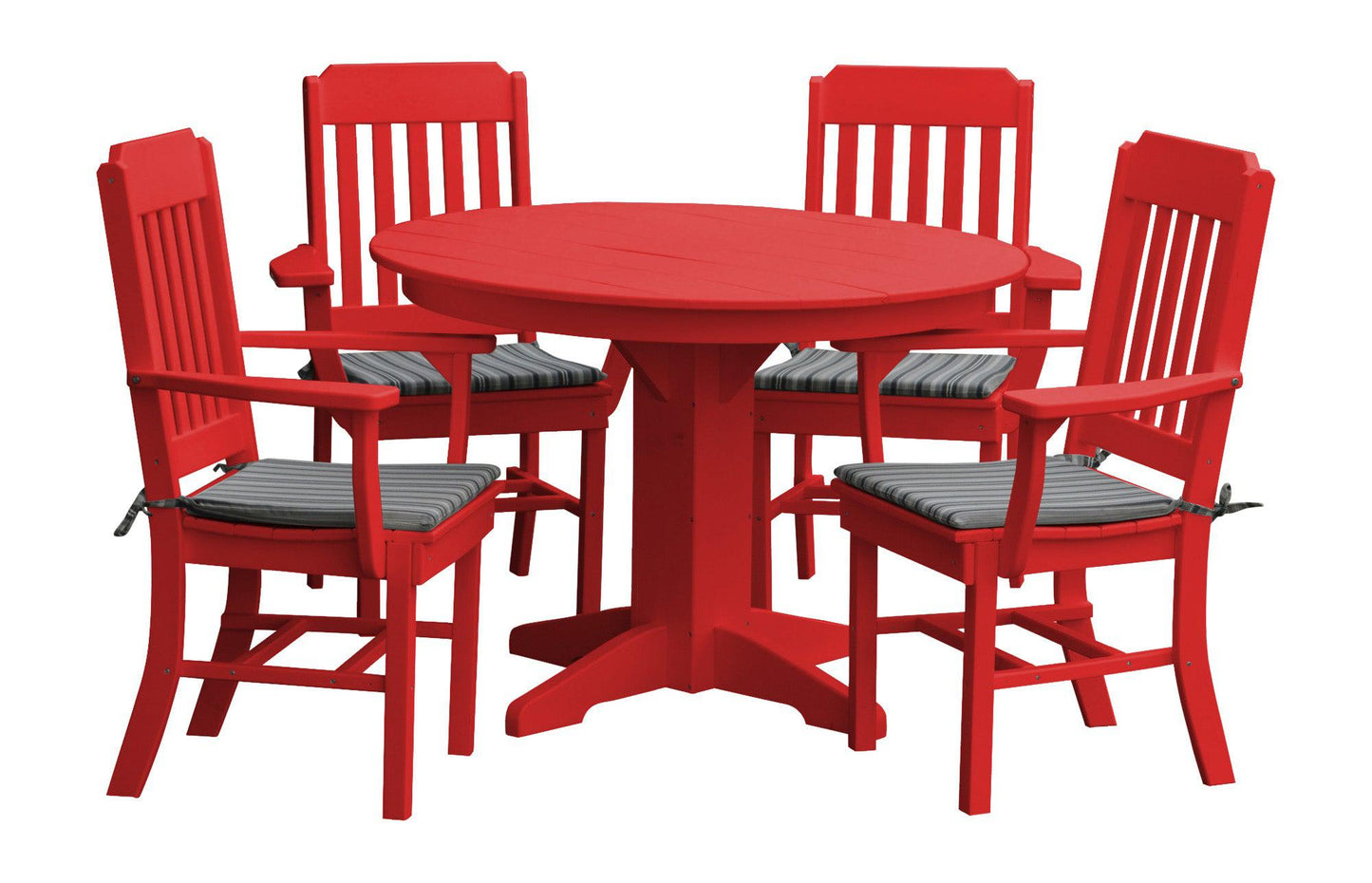 A&L Furniture Recycled Plastic Round Table with Traditional Dining Chairs w/ Arms Dining Set - LEAD TIME TO SHIP 10 BUSINESS DAYS