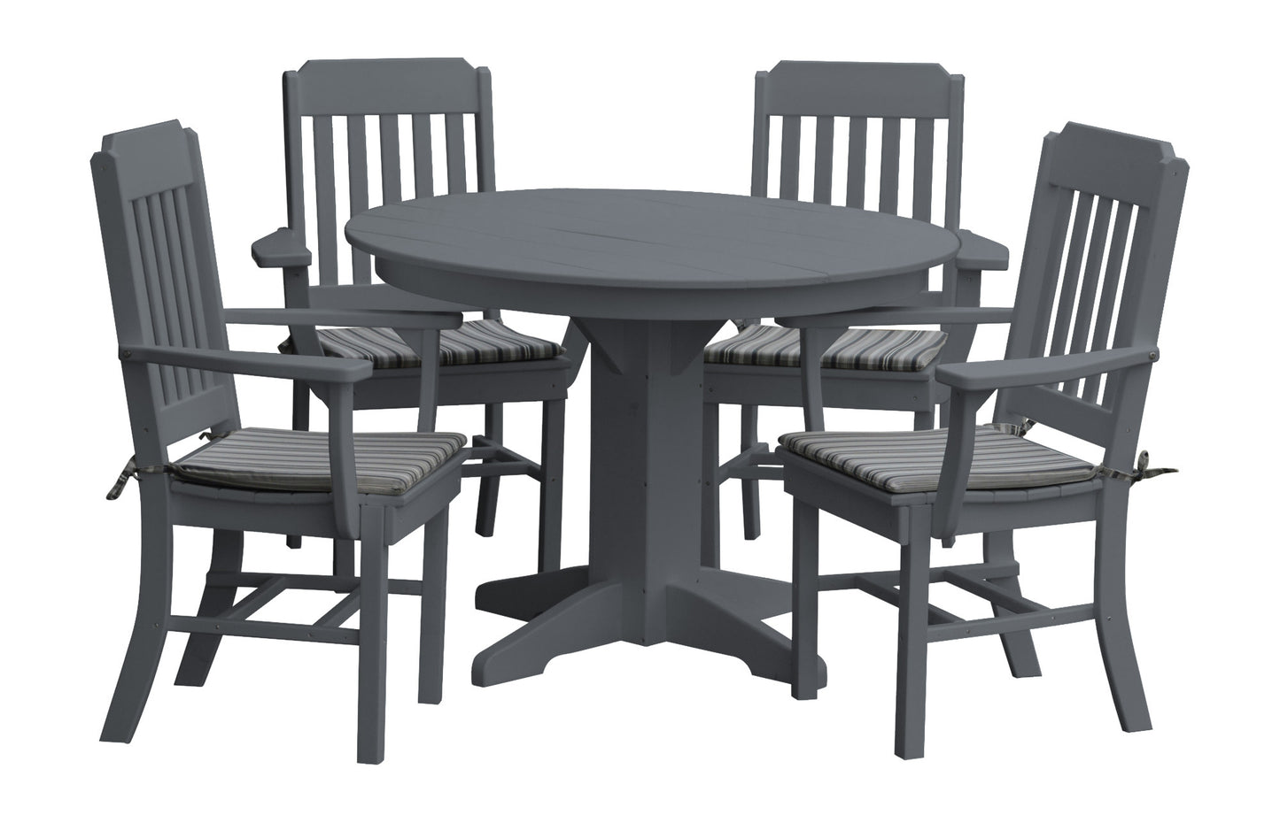 A&L Furniture Recycled Plastic Round Table with Traditional Dining Chairs w/ Arms Dining Set - LEAD TIME TO SHIP 10 BUSINESS DAYS