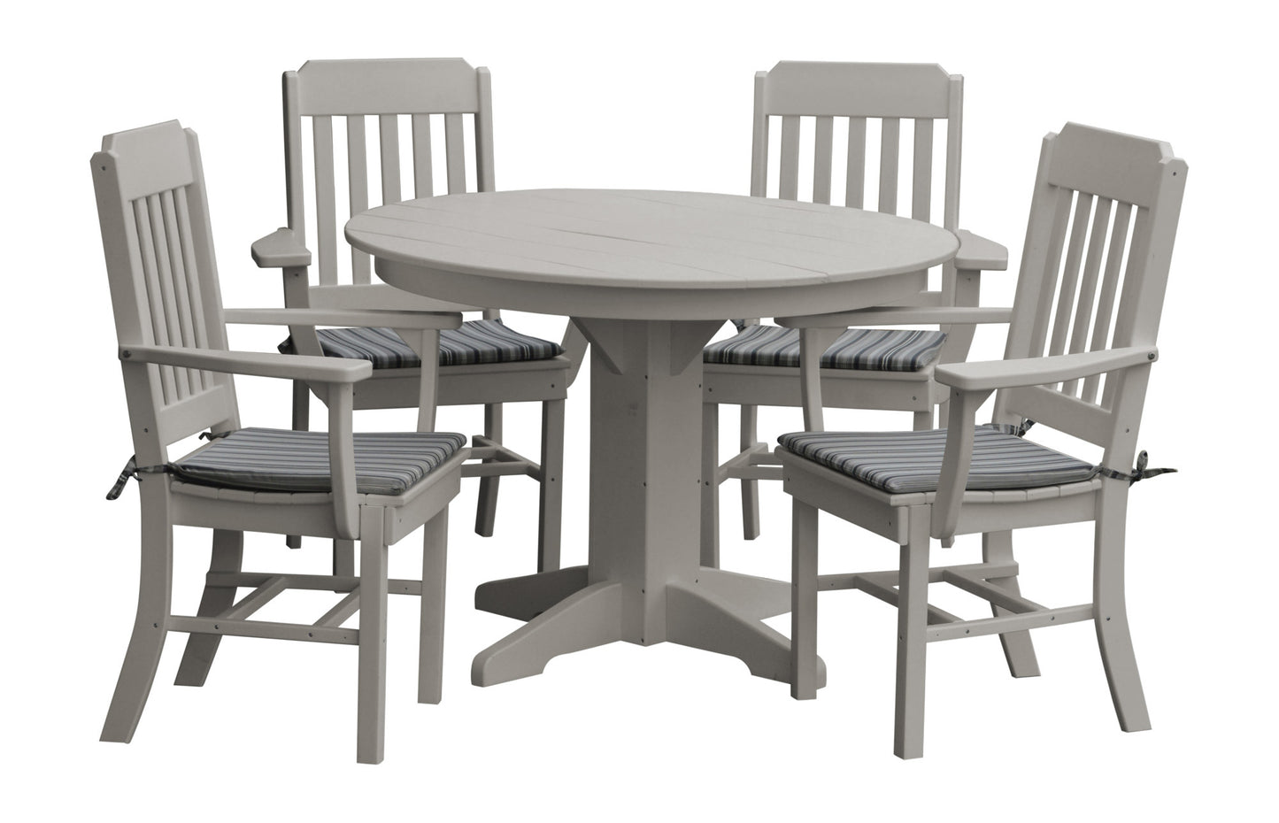 A&L Furniture Recycled Plastic Round Table with Traditional Dining Chairs w/ Arms Dining Set - LEAD TIME TO SHIP 10 BUSINESS DAYS