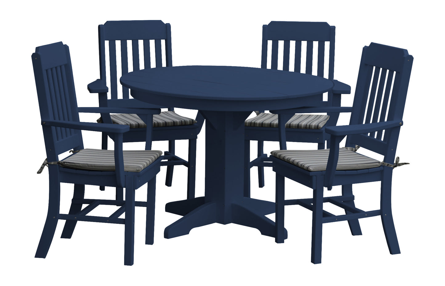 A&L Furniture Recycled Plastic Round Table with Traditional Dining Chairs w/ Arms Dining Set - LEAD TIME TO SHIP 10 BUSINESS DAYS