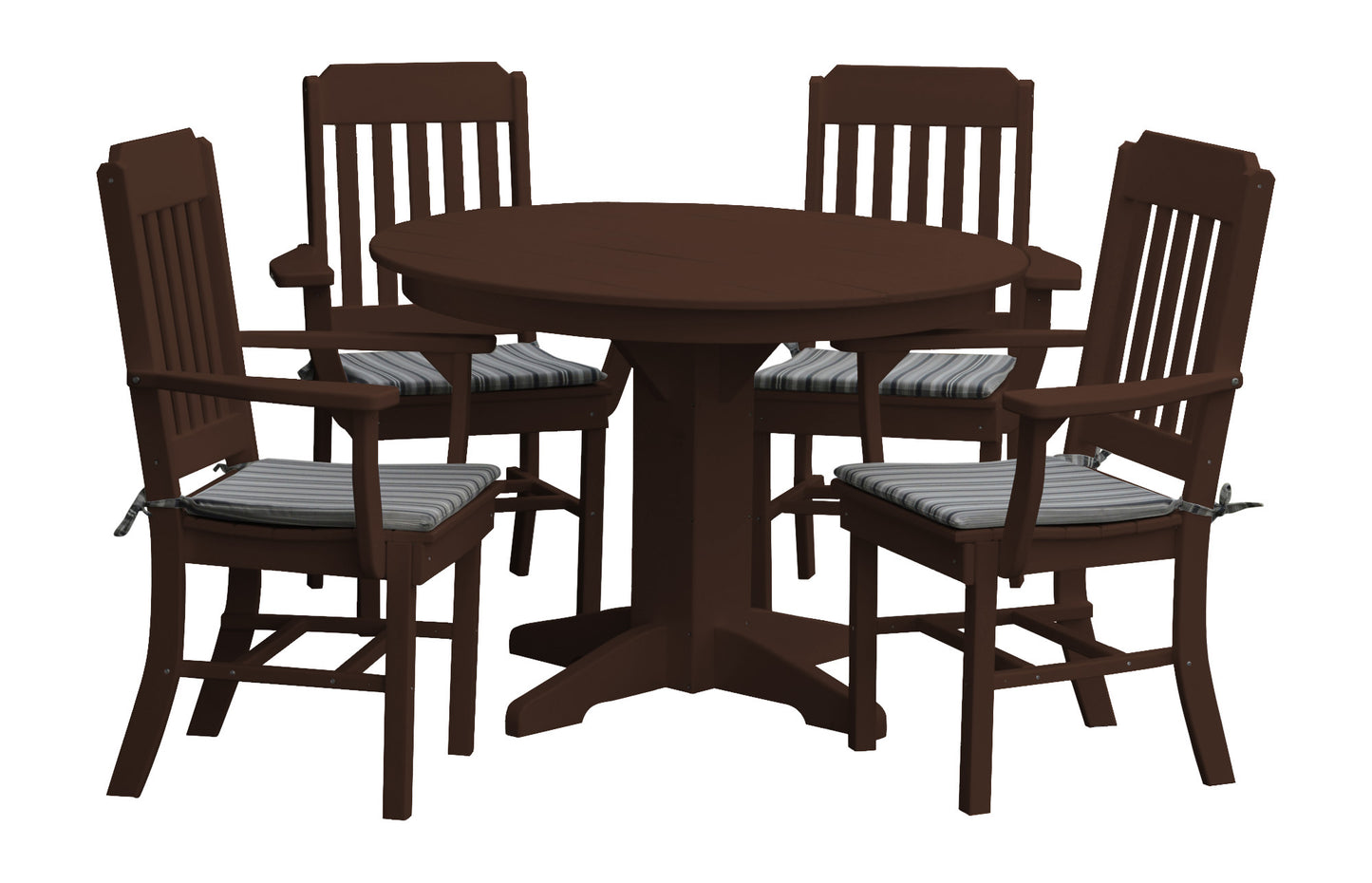 A&L Furniture Recycled Plastic Round Table with Traditional Dining Chairs w/ Arms Dining Set - LEAD TIME TO SHIP 10 BUSINESS DAYS