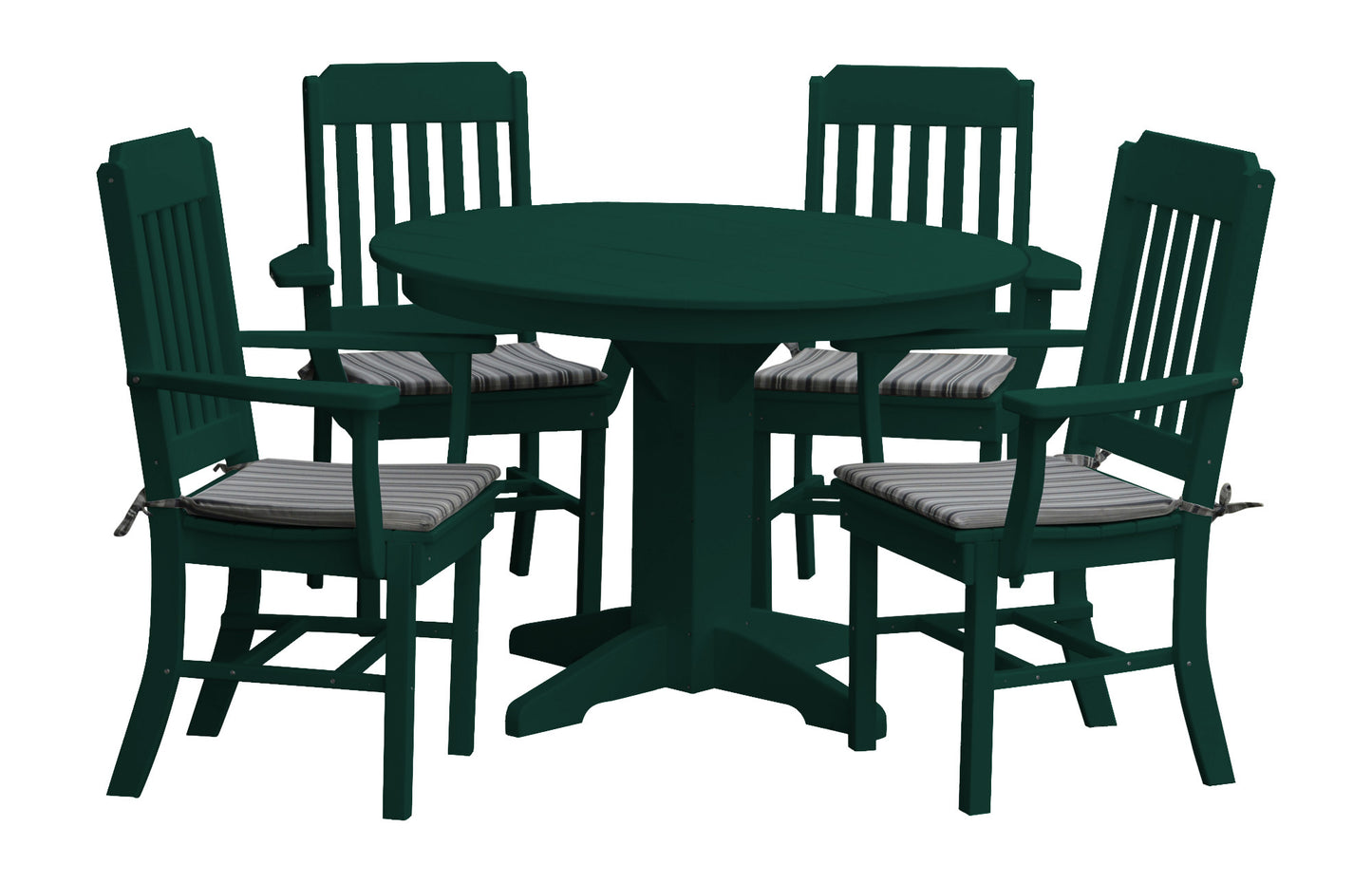 A&L Furniture Recycled Plastic Round Table with Traditional Dining Chairs w/ Arms Dining Set - LEAD TIME TO SHIP 10 BUSINESS DAYS