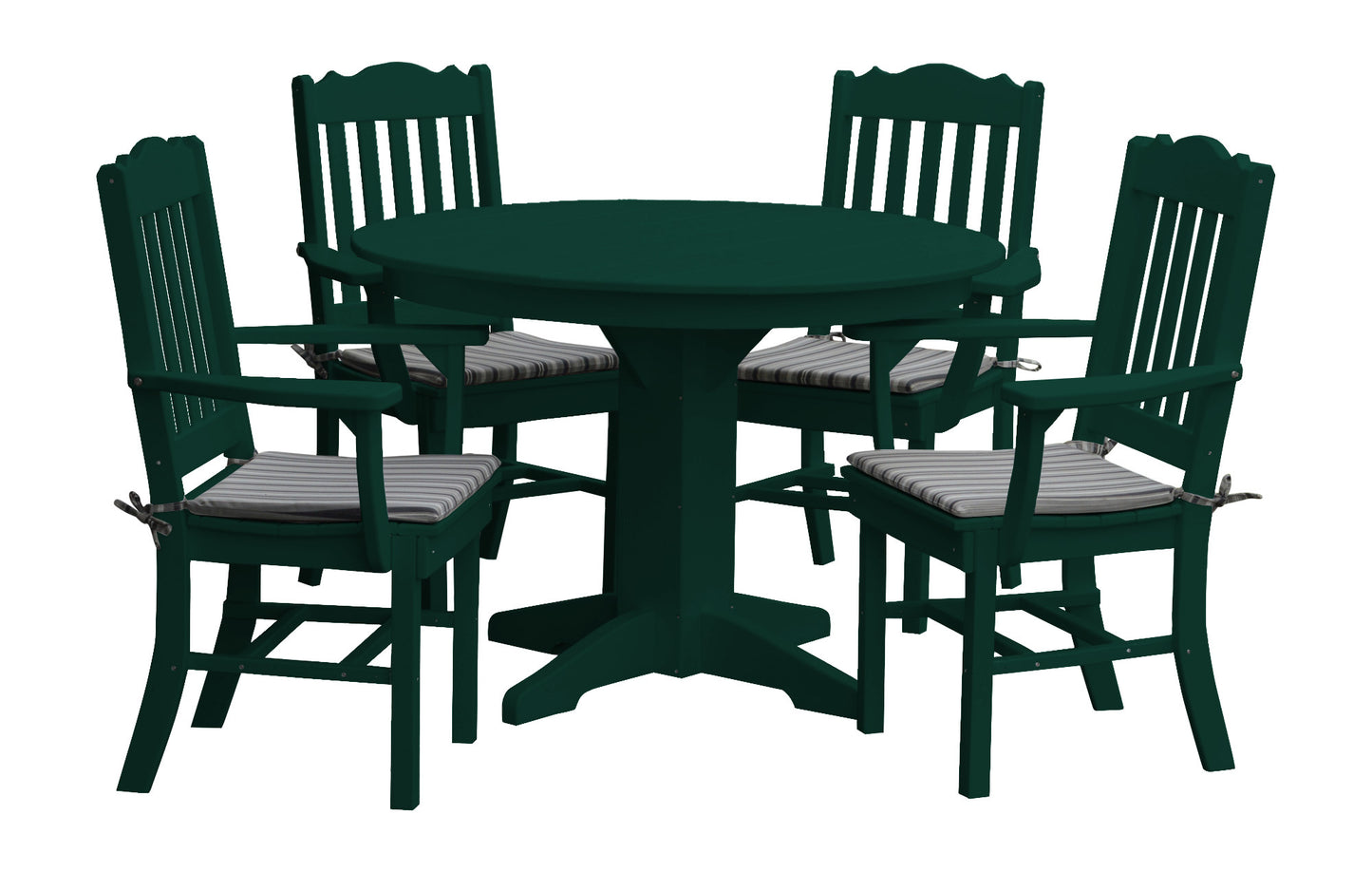 Bryton Park Poly Furniture Recycled Plastic Round Table with Royal Dining Chairs w/ Arms 5 Piece Dining Set - LEAD TIME TO SHIP 10 BUSINESS DAYS