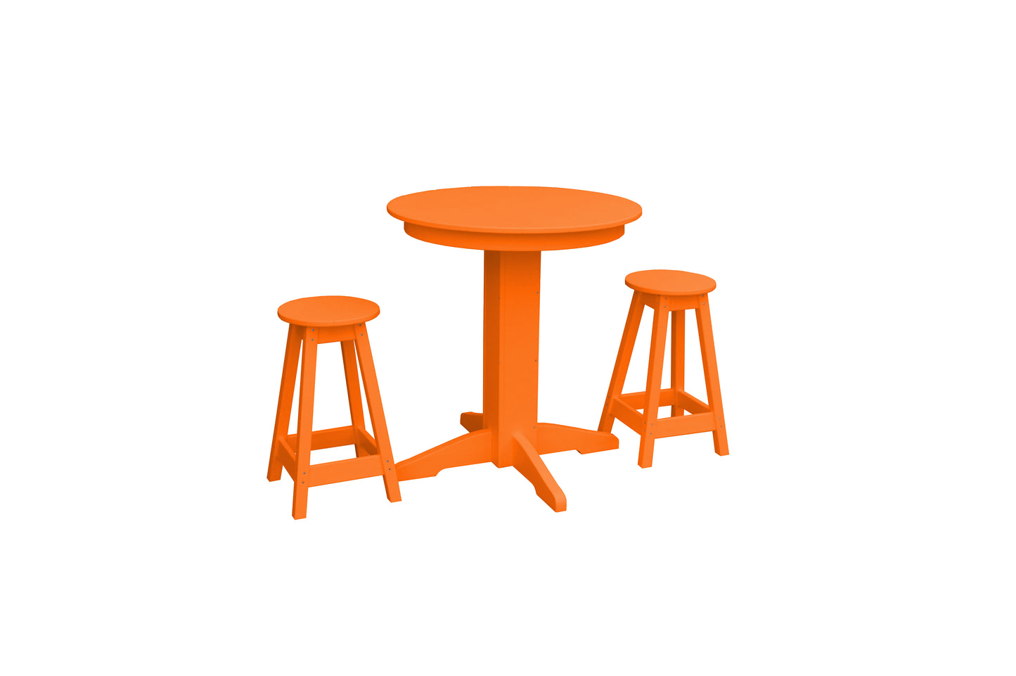 Bryton Park Poly Furniture Recycled Plastic 33in. Round Table Counter Stools 3 Piece Set (Counter Height) - LEAD TIME TO SHIP 10 BUSINESS DAYS