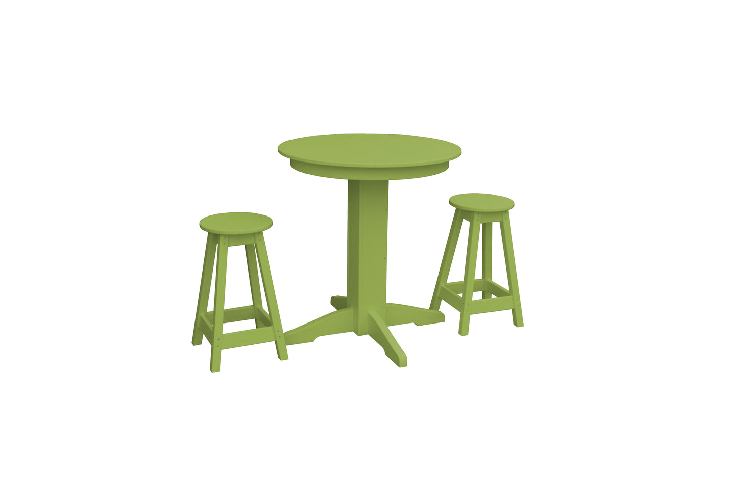 Bryton Park Poly Furniture Recycled Plastic 33in. Round Table Counter Stools 3 Piece Set (Counter Height) - LEAD TIME TO SHIP 10 BUSINESS DAYS