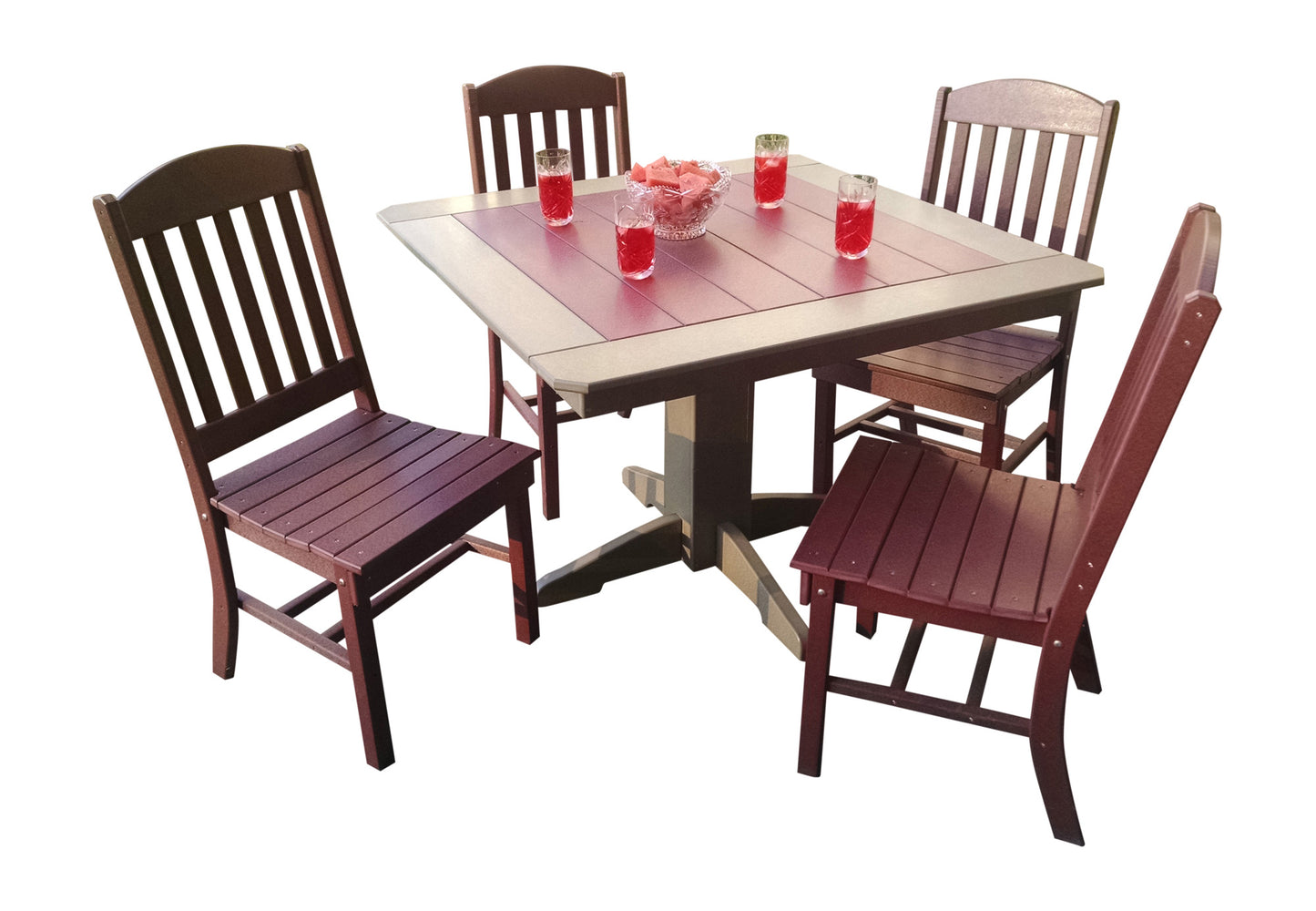 Bryton Park Poly Furniture Recycled Plastic Square Table with Classic Chairs 5 Piece Dining Set - LEAD TIME TO SHIP 3 WEEKS OR LESS
