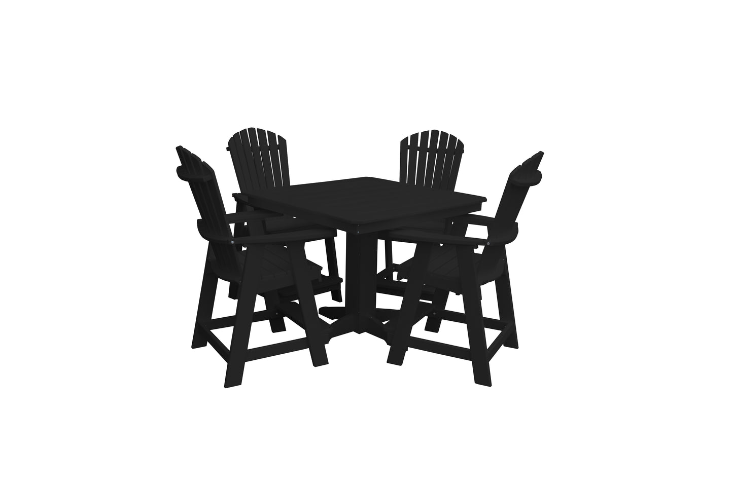 Bryton Park Poly Furniture Recycled Plastic 44in. Square Table with Fanback Balcony Chair 5 Piece Set (Counter Height) - LEAD TIME TO SHIP 10 BUSINESS DAYS