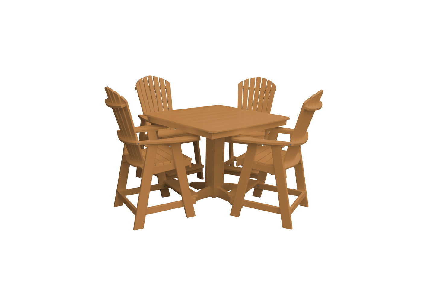 Bryton Park Poly Furniture Recycled Plastic 44in. Square Table with Fanback Balcony Chair 5 Piece Set (Counter Height) - LEAD TIME TO SHIP 10 BUSINESS DAYS