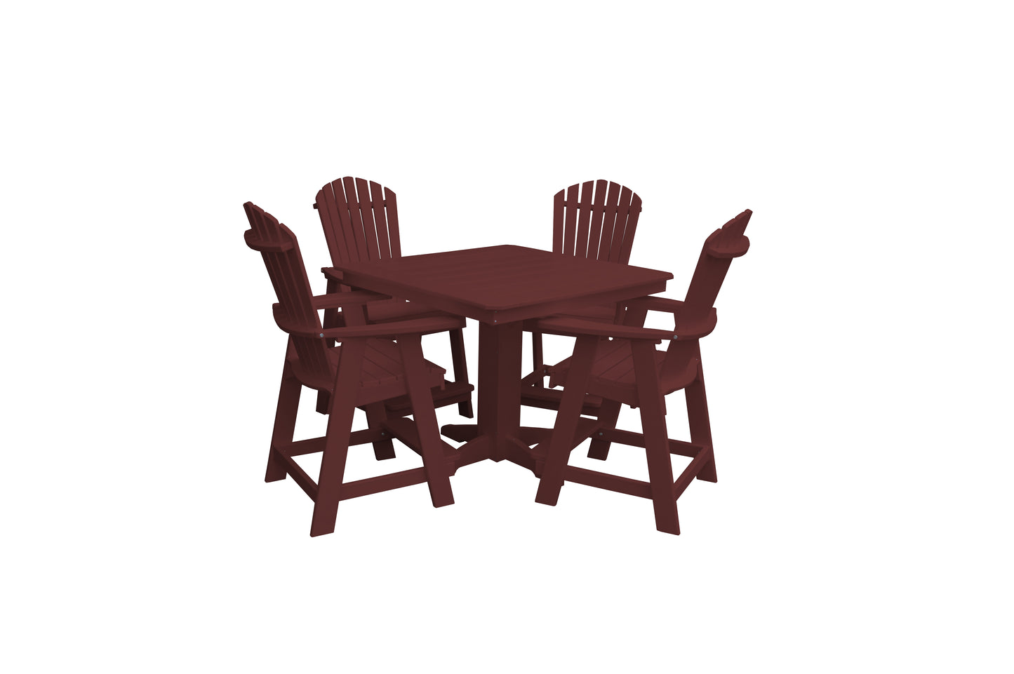 Bryton Park Poly Furniture Recycled Plastic 44in. Square Table with Fanback Balcony Chair 5 Piece Set (Counter Height) - LEAD TIME TO SHIP 10 BUSINESS DAYS