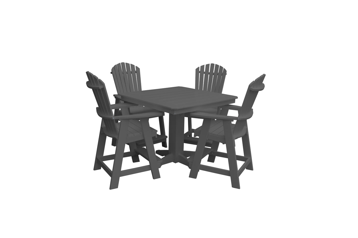 Bryton Park Poly Furniture Recycled Plastic 44in. Square Table with Fanback Balcony Chair 5 Piece Set (Counter Height) - LEAD TIME TO SHIP 10 BUSINESS DAYS