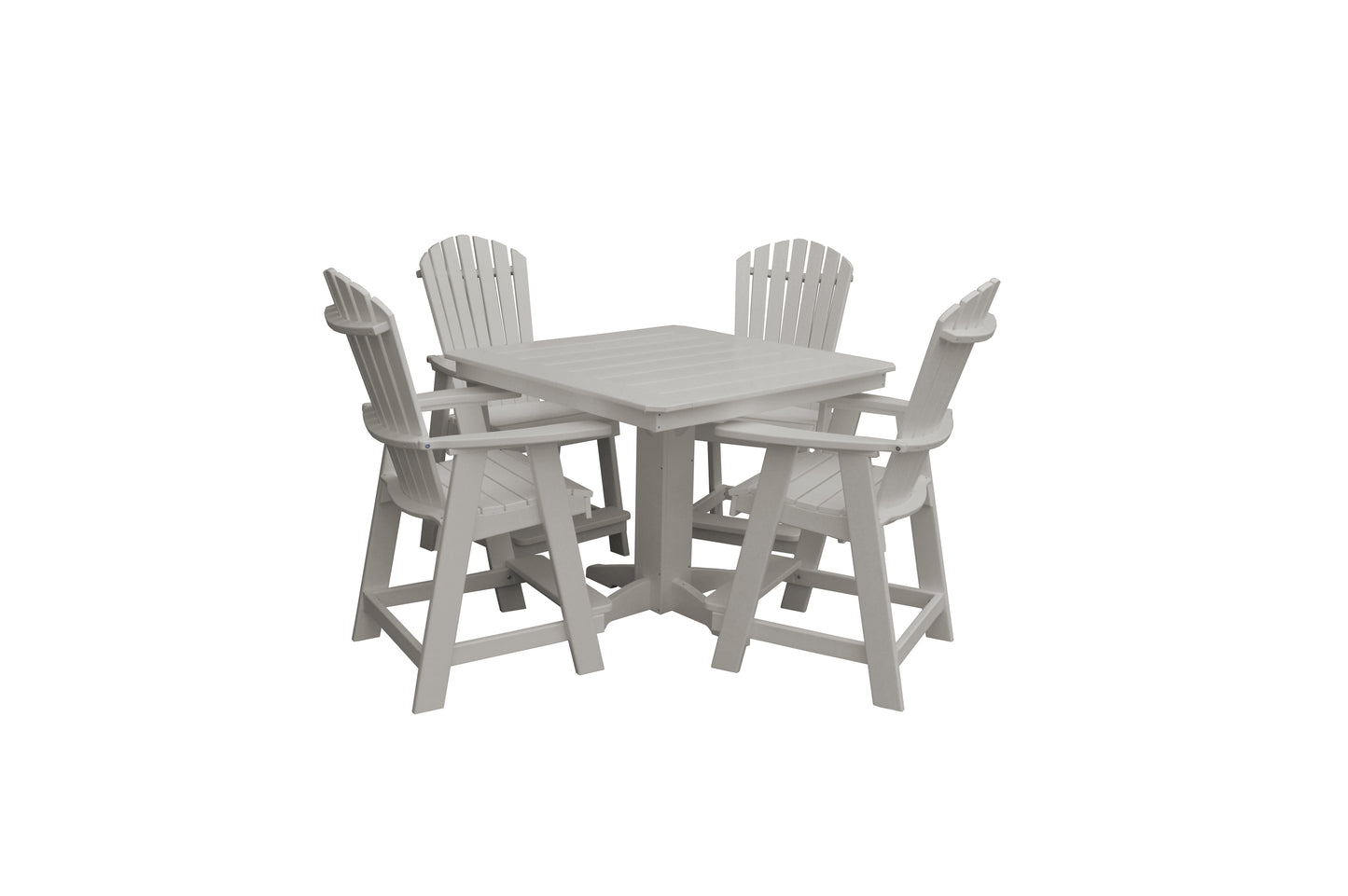 Bryton Park Poly Furniture Recycled Plastic 44in. Square Table with Fanback Balcony Chair 5 Piece Set (Counter Height) - LEAD TIME TO SHIP 10 BUSINESS DAYS