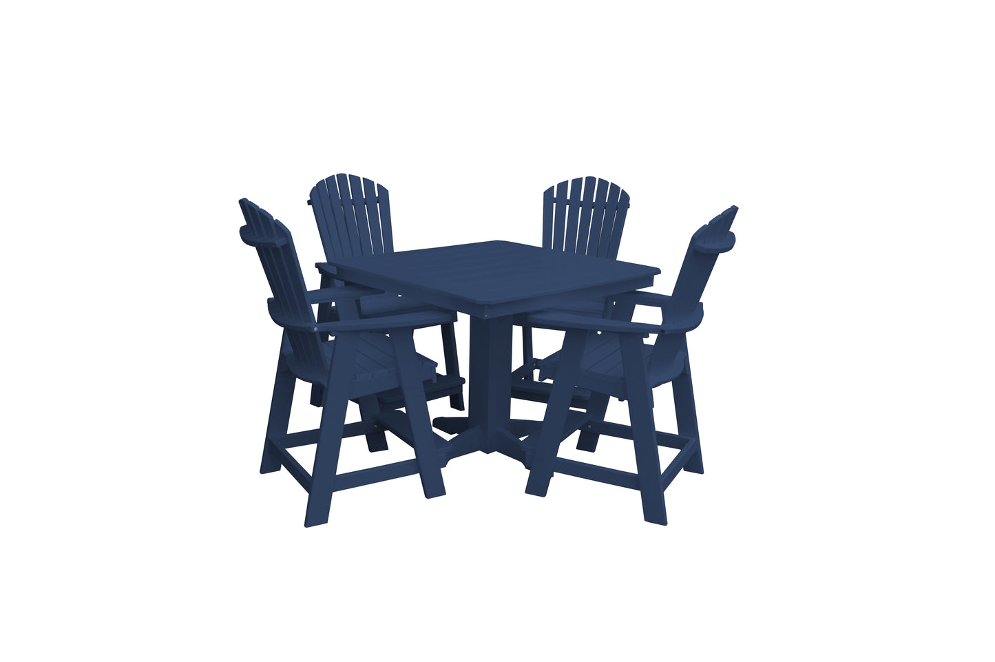 Bryton Park Poly Furniture Recycled Plastic 44in. Square Table with Fanback Balcony Chair 5 Piece Set (Counter Height) - LEAD TIME TO SHIP 10 BUSINESS DAYS