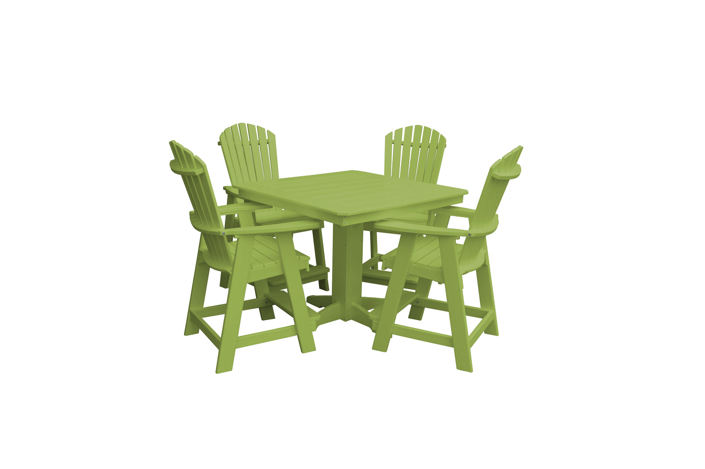 Bryton Park Poly Furniture Recycled Plastic 44in. Square Table with Fanback Balcony Chair 5 Piece Set (Counter Height) - LEAD TIME TO SHIP 10 BUSINESS DAYS