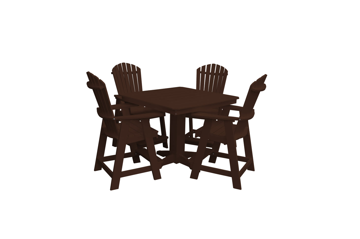 Bryton Park Poly Furniture Recycled Plastic 44in. Square Table with Fanback Balcony Chair 5 Piece Set (Counter Height) - LEAD TIME TO SHIP 10 BUSINESS DAYS