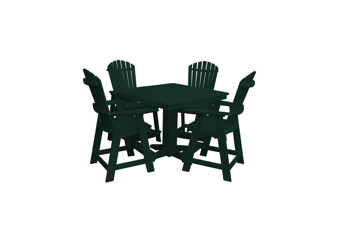 Bryton Park Poly Furniture Recycled Plastic 44in. Square Table with Fanback Balcony Chair 5 Piece Set (Counter Height) - LEAD TIME TO SHIP 10 BUSINESS DAYS