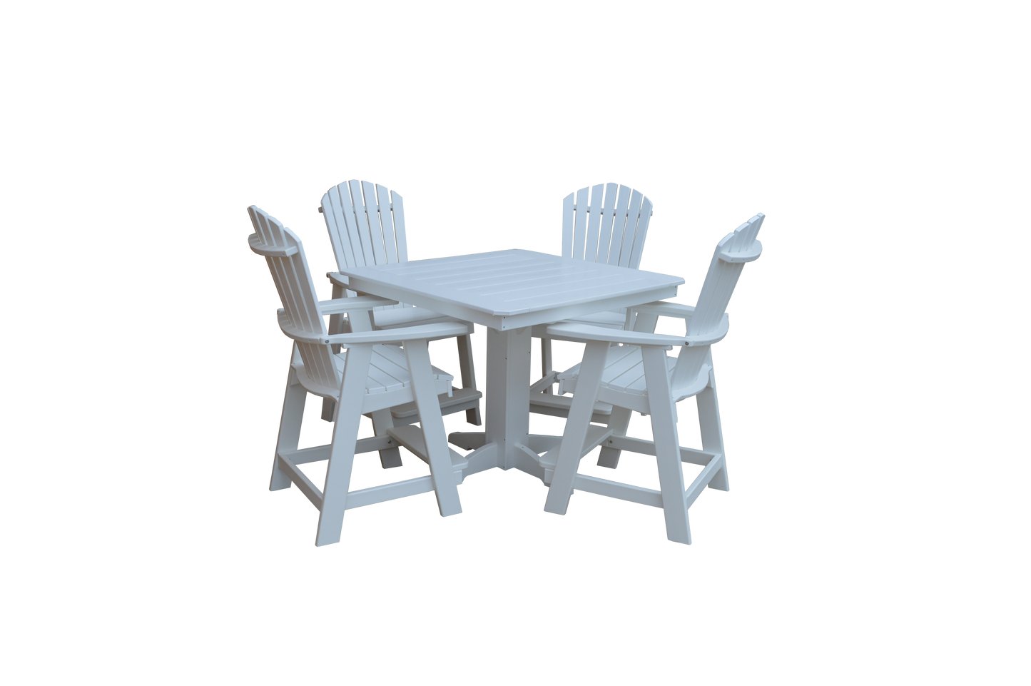 Bryton Park Poly Furniture Recycled Plastic 44in. Square Table with Fanback Balcony Chair 5 Piece Set (Counter Height) - LEAD TIME TO SHIP 10 BUSINESS DAYS