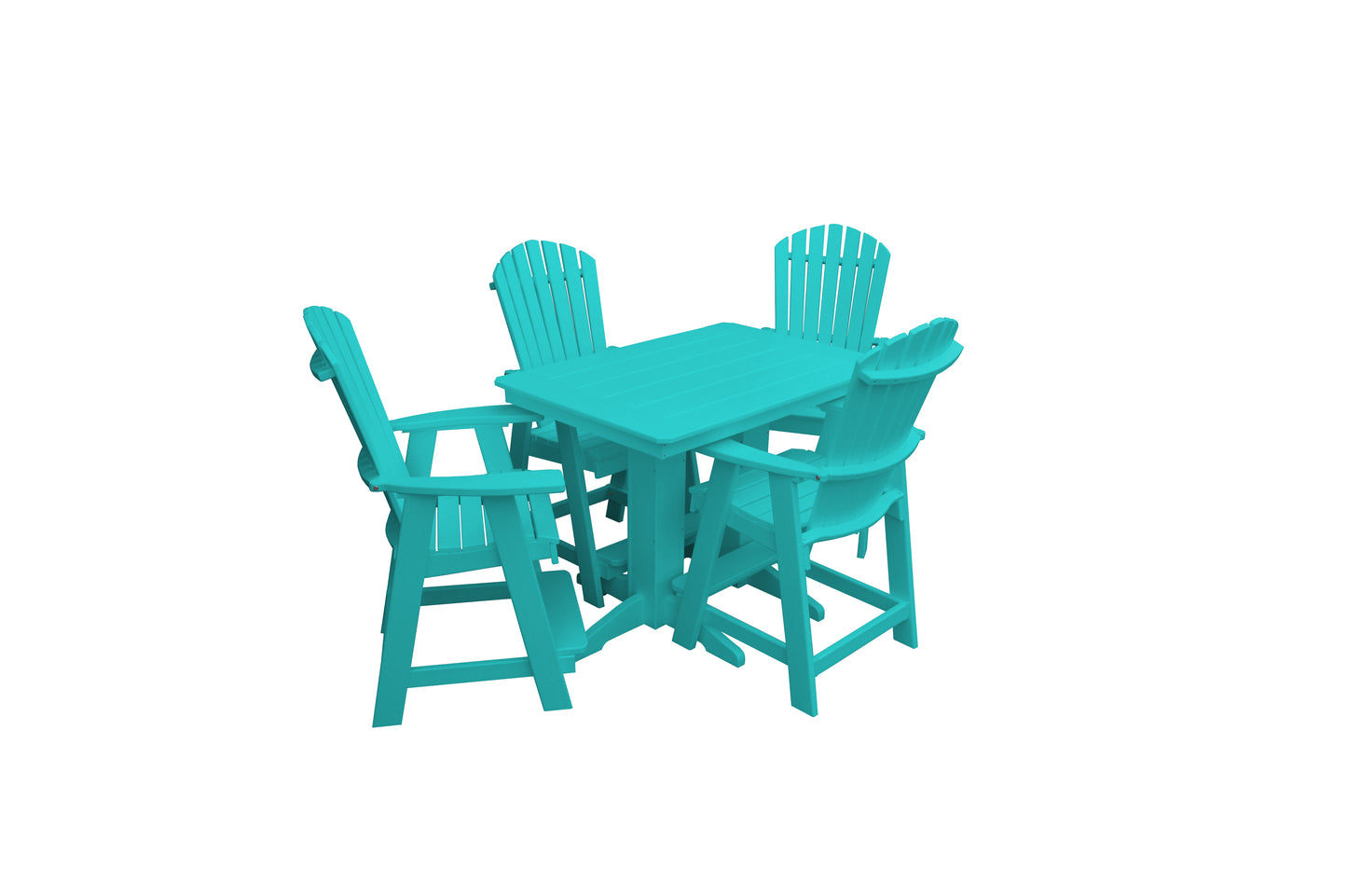 Bryton Park Poly Furniture Recycled 4' Plastic Table Plastic with Fanback Balcony Chairs 5 Piece Set (Counter Height) - LEAD TIME TO SHIP 10 BUSINESS DAYS