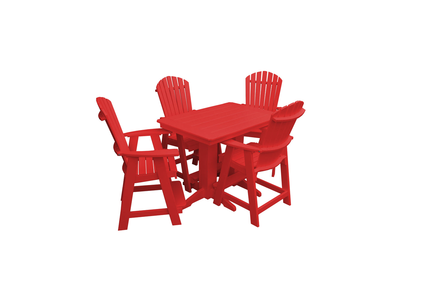 Bryton Park Poly Furniture Recycled 4' Plastic Table Plastic with Fanback Balcony Chairs 5 Piece Set (Counter Height) - LEAD TIME TO SHIP 10 BUSINESS DAYS