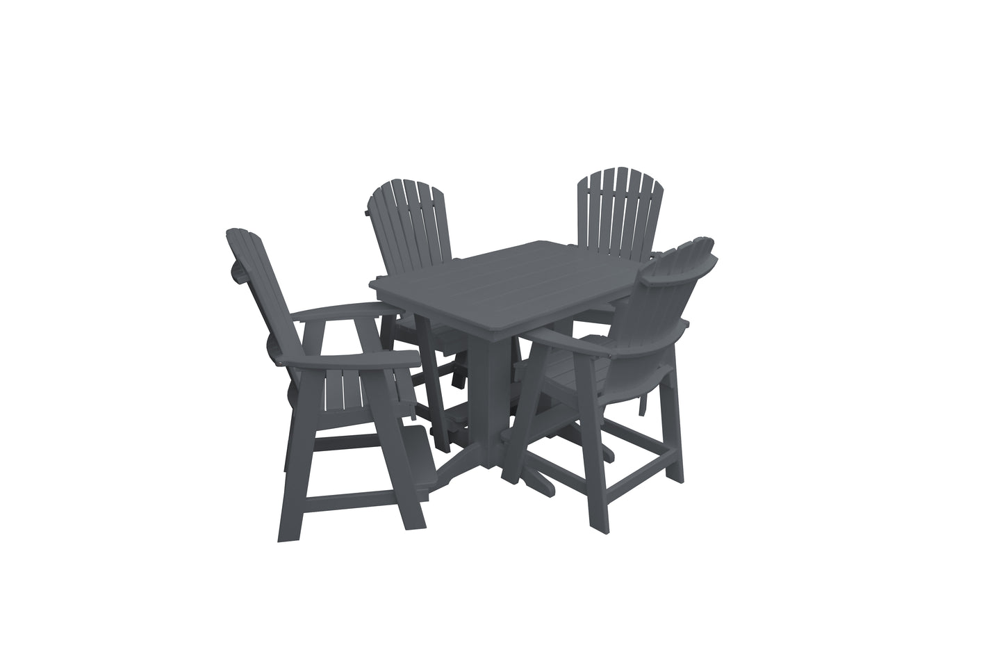 Bryton Park Poly Furniture Recycled 4' Plastic Table Plastic with Fanback Balcony Chairs 5 Piece Set (Counter Height) - LEAD TIME TO SHIP 10 BUSINESS DAYS