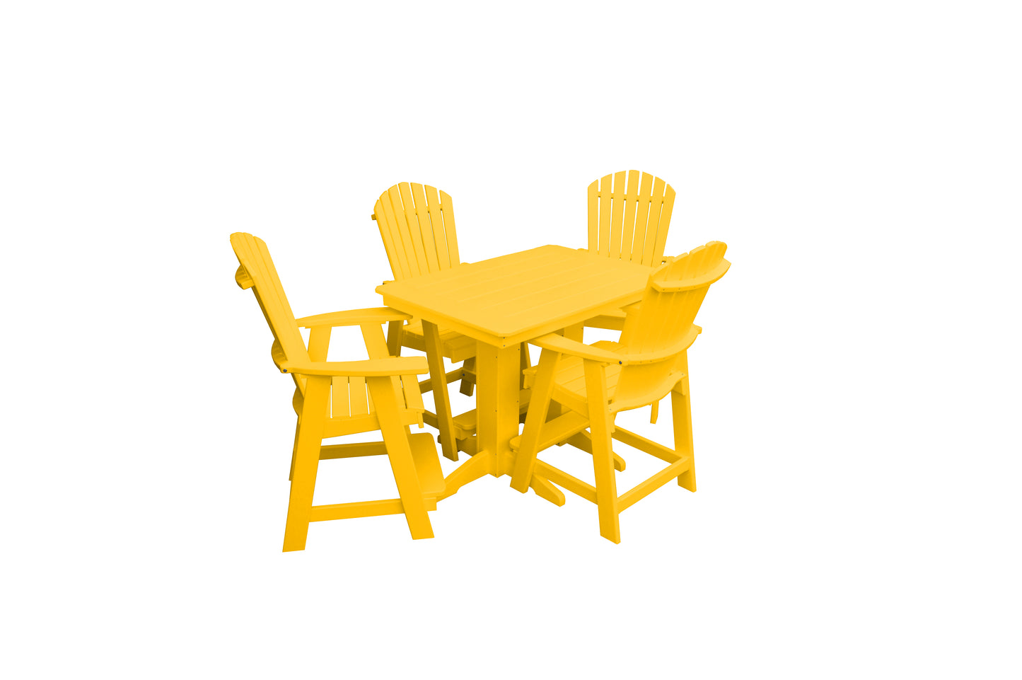 Bryton Park Poly Furniture Recycled 4' Plastic Table Plastic with Fanback Balcony Chairs 5 Piece Set (Counter Height) - LEAD TIME TO SHIP 10 BUSINESS DAYS