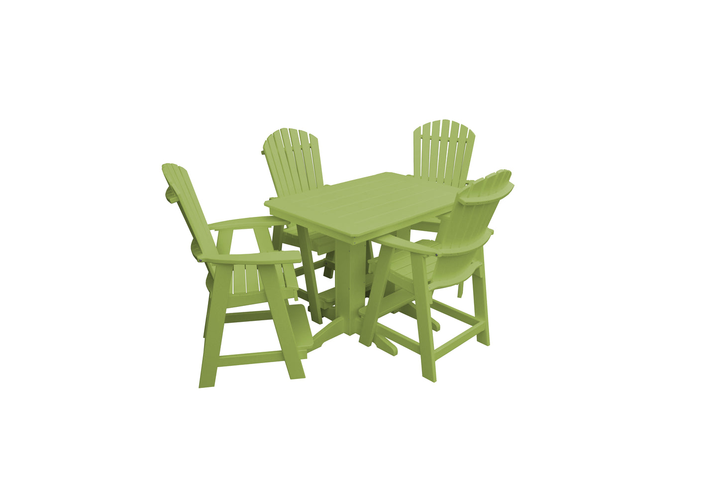 Bryton Park Poly Furniture Recycled 4' Plastic Table Plastic with Fanback Balcony Chairs 5 Piece Set (Counter Height) - LEAD TIME TO SHIP 10 BUSINESS DAYS