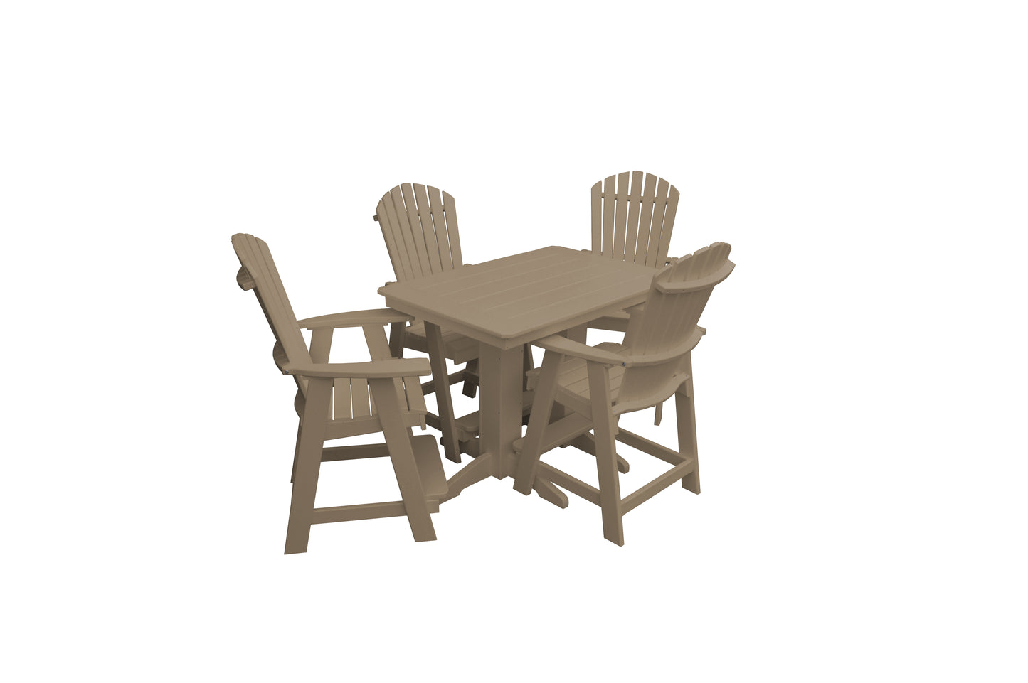 Bryton Park Poly Furniture Recycled 4' Plastic Table Plastic with Fanback Balcony Chairs 5 Piece Set (Counter Height) - LEAD TIME TO SHIP 10 BUSINESS DAYS