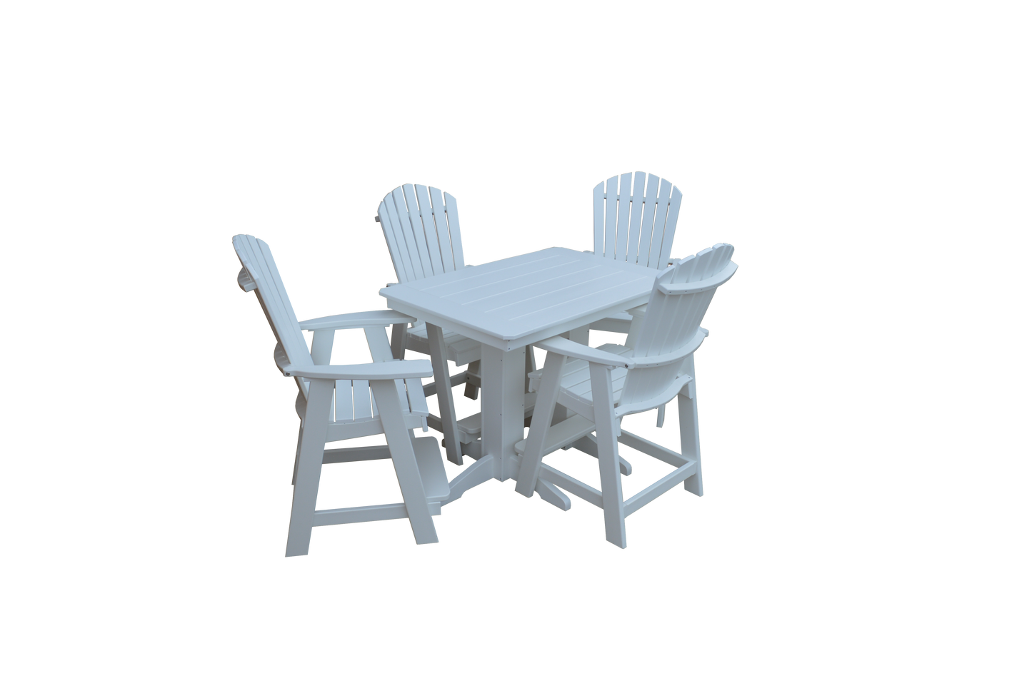 Bryton Park Poly Furniture Recycled 4' Plastic Table Plastic with Fanback Balcony Chairs 5 Piece Set (Counter Height) - LEAD TIME TO SHIP 10 BUSINESS DAYS