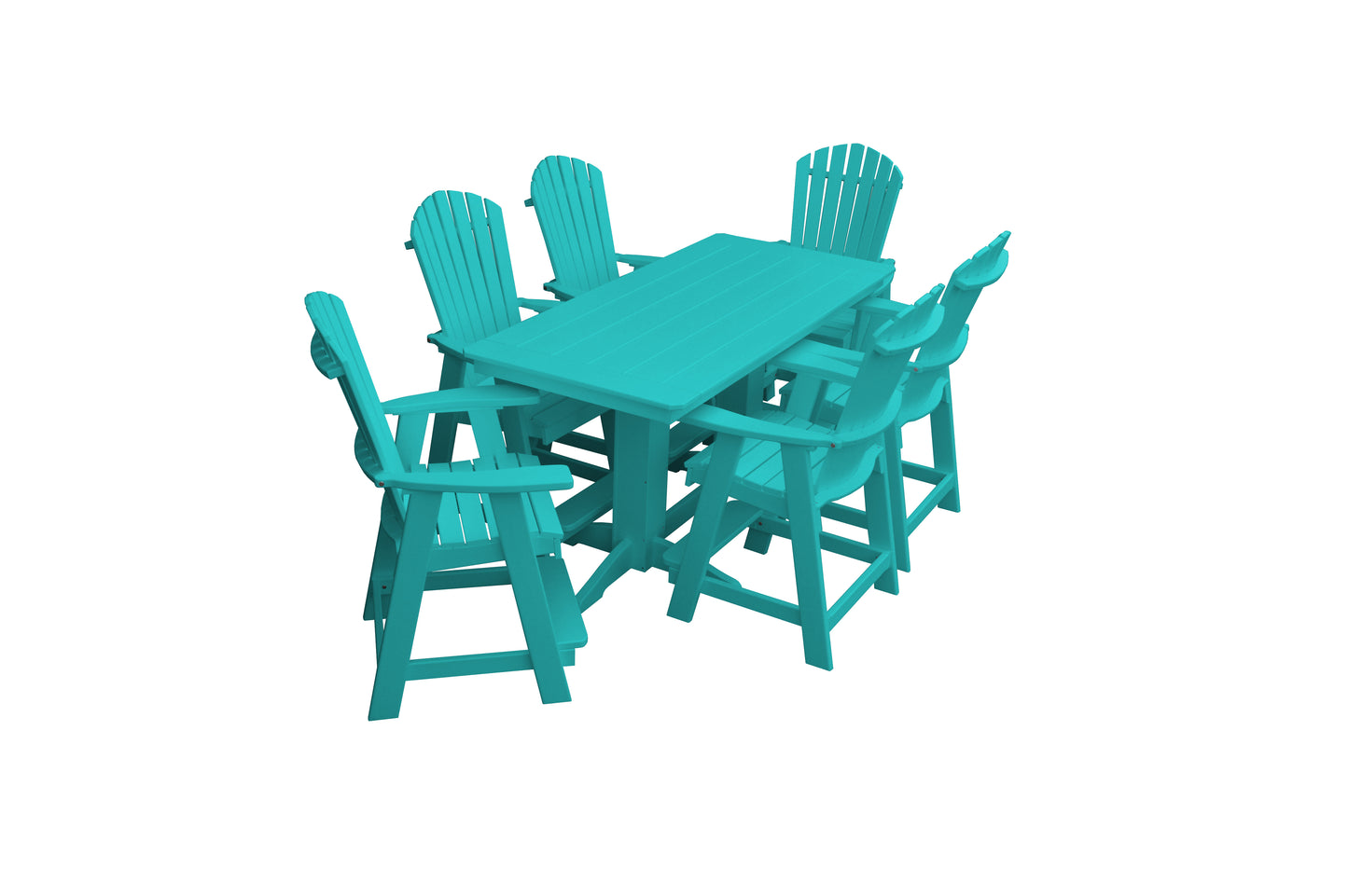 Bryton Park Poly Furniture Recycled 6' Rectangular Table with Fanback Balcony Chairs 7 Piece Set (Counter Height) - LEAD TIME TO SHIP 10 BUSINESS DAYS