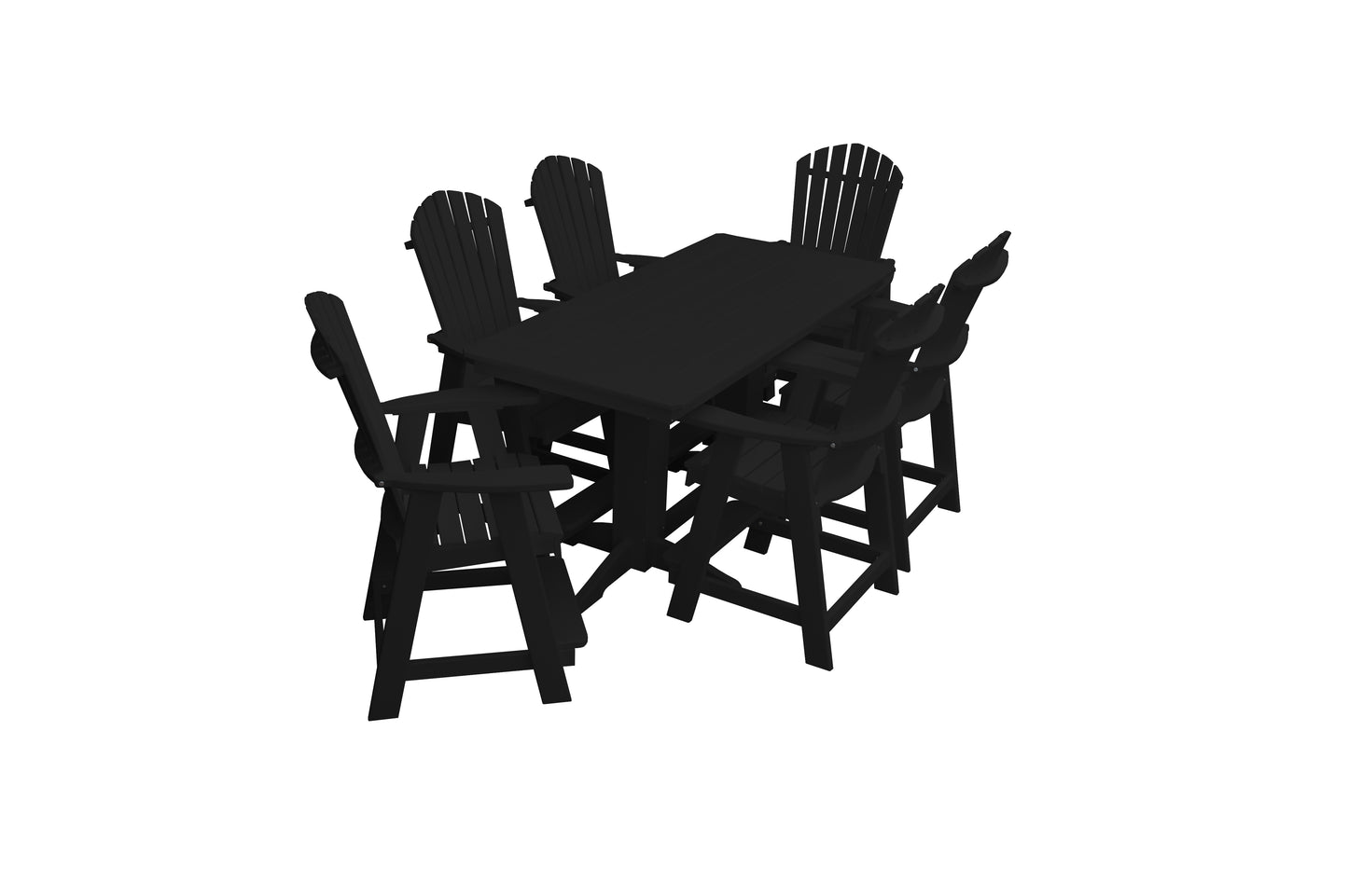 Bryton Park Poly Furniture Recycled 6' Rectangular Table with Fanback Balcony Chairs 7 Piece Set (Counter Height) - LEAD TIME TO SHIP 10 BUSINESS DAYS
