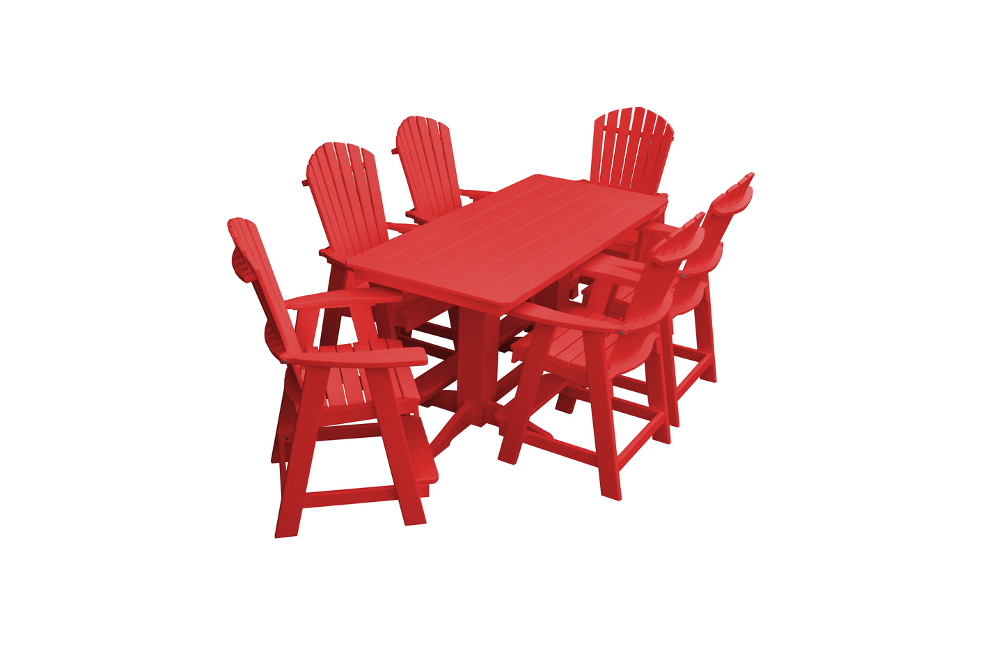 Bryton Park Poly Furniture Recycled 6' Rectangular Table with Fanback Balcony Chairs 7 Piece Set (Counter Height) - LEAD TIME TO SHIP 10 BUSINESS DAYS
